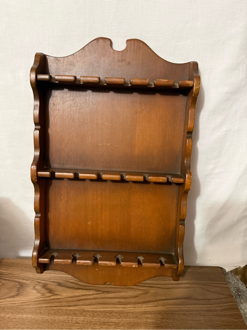 Wooden Wall Display Shelf in Warm Brown